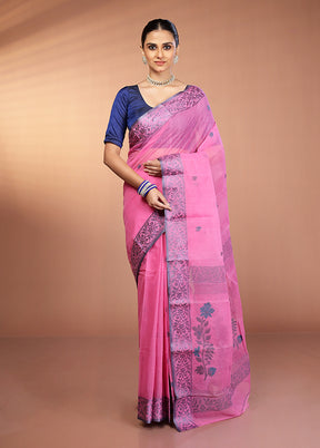 Pink Jamdani Cotton Saree Without Blouse Piece