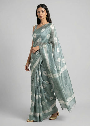 Green Printed Pure Silk Saree Without Blouse Piece
