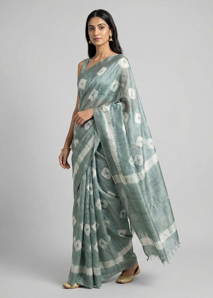 Green Printed Pure Silk Saree Without Blouse Piece