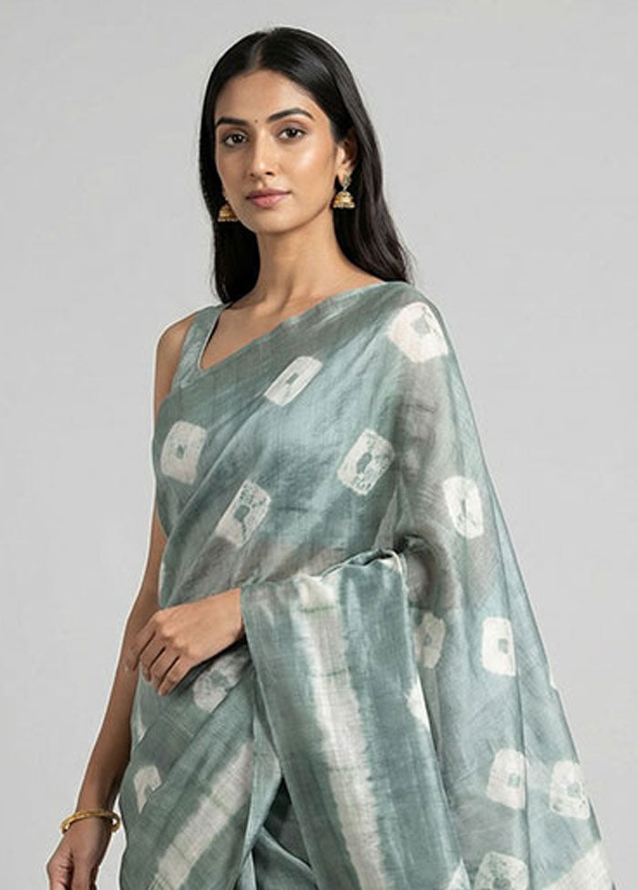 Green Printed Pure Silk Saree Without Blouse Piece