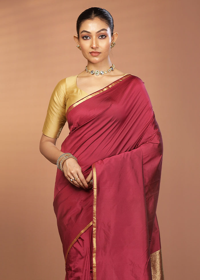 Pink Kanjivaram Silk Saree With Blouse Piece