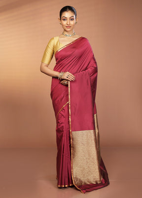 Pink Kanjivaram Silk Saree With Blouse Piece