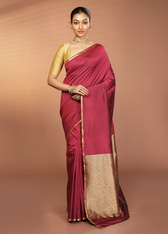 Pink Kanjivaram Silk Saree With Blouse Piece