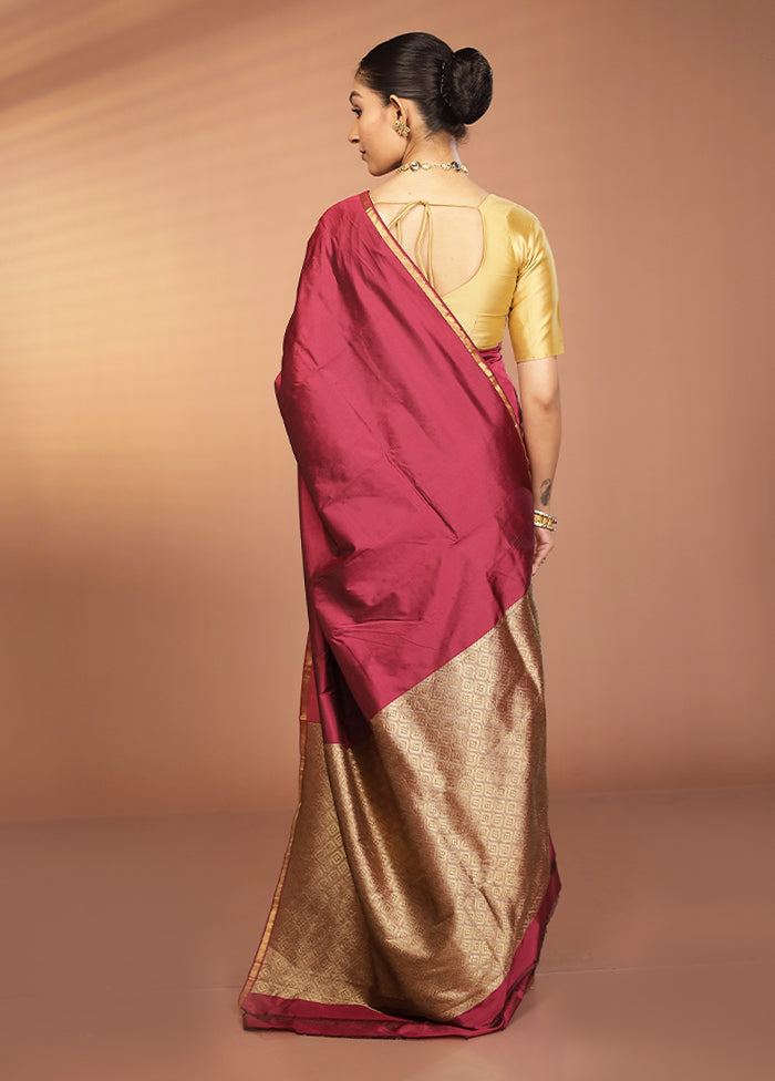 Pink Kanjivaram Silk Saree With Blouse Piece