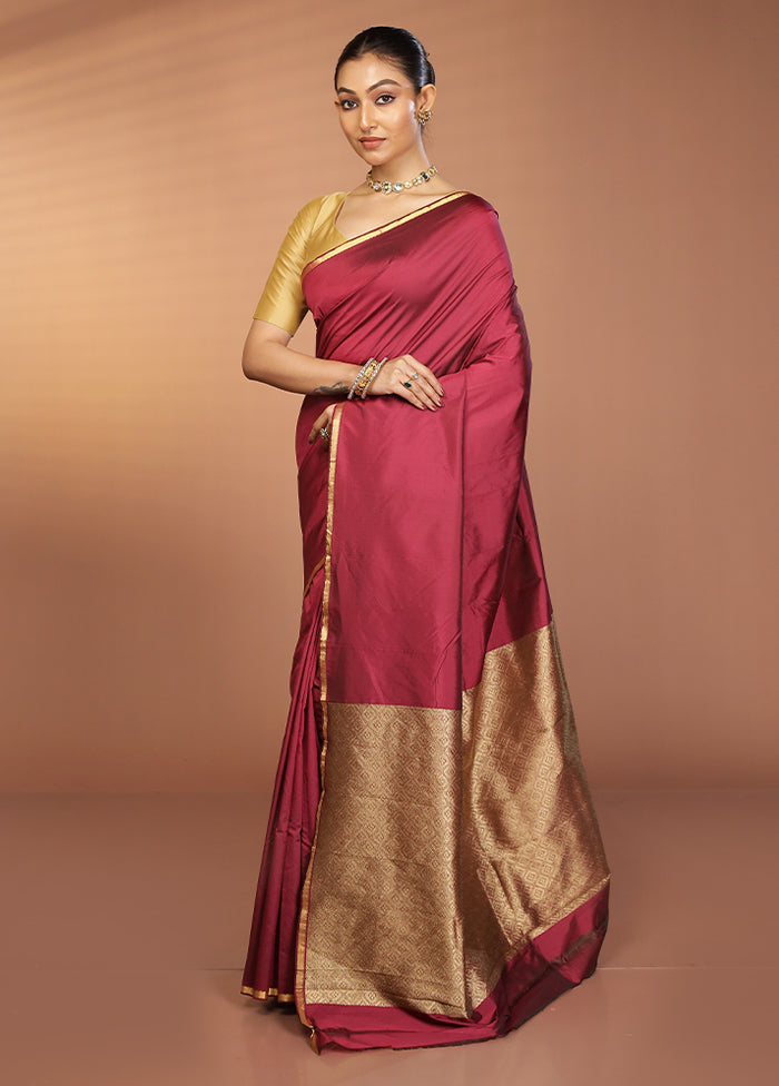 Pink Kanjivaram Silk Saree With Blouse Piece