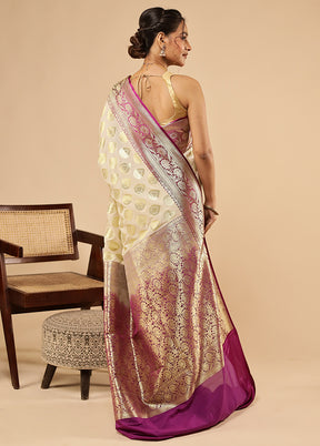 Cream Uppada Silk Saree With Blouse Piece