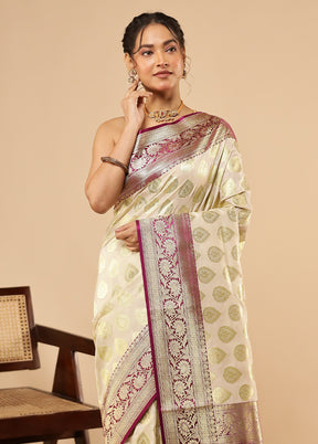 Cream Uppada Silk Saree With Blouse Piece