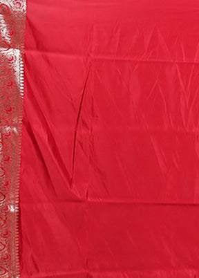 Red Banarasi Silk Saree With Blouse Piece