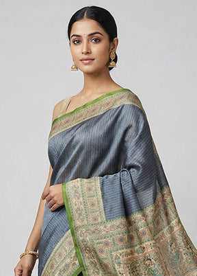 Green Printed Pure Silk Saree Without Blouse Piece