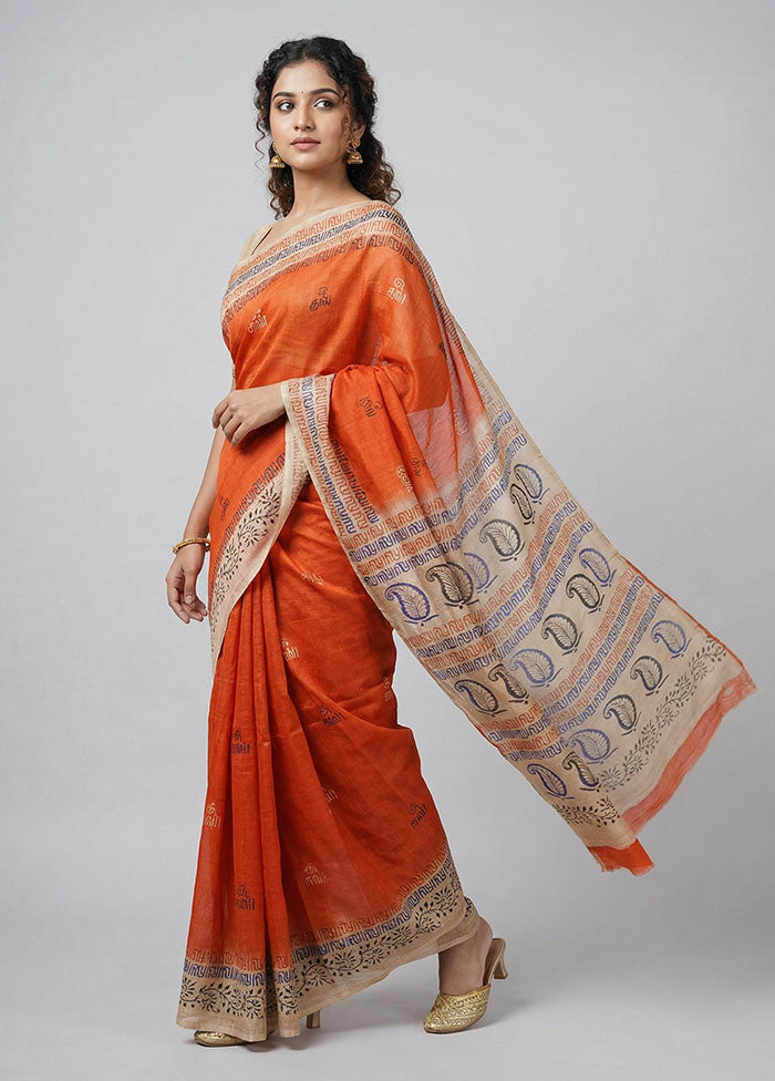 Red Printed Pure Silk Saree Without Blouse Piece