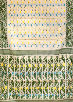 White Jamdani Cotton Saree Without Blouse Piece