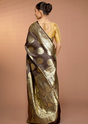 Blue Banarasi Silk Saree With Blouse Piece