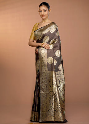 Blue Banarasi Silk Saree With Blouse Piece