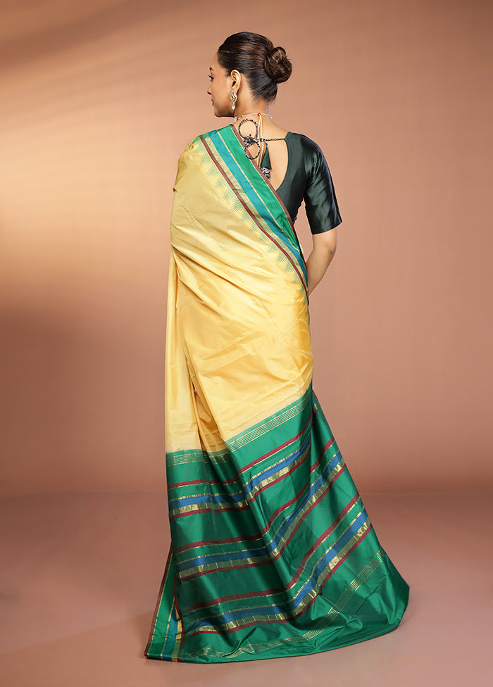 Cream Kanjivaram Silk Saree With Blouse Piece