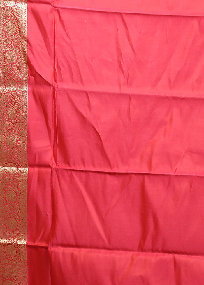 Red Handloom Banarasi Pure Silk Saree With Blouse Piece