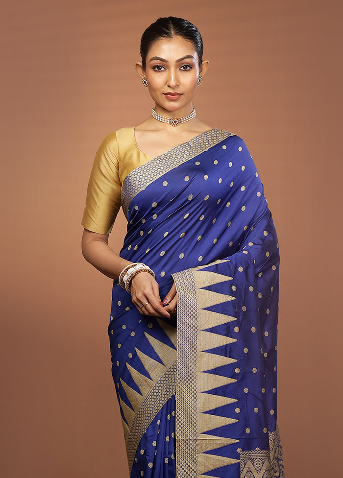 Blue Kanjivaram Silk Saree With Blouse Piece