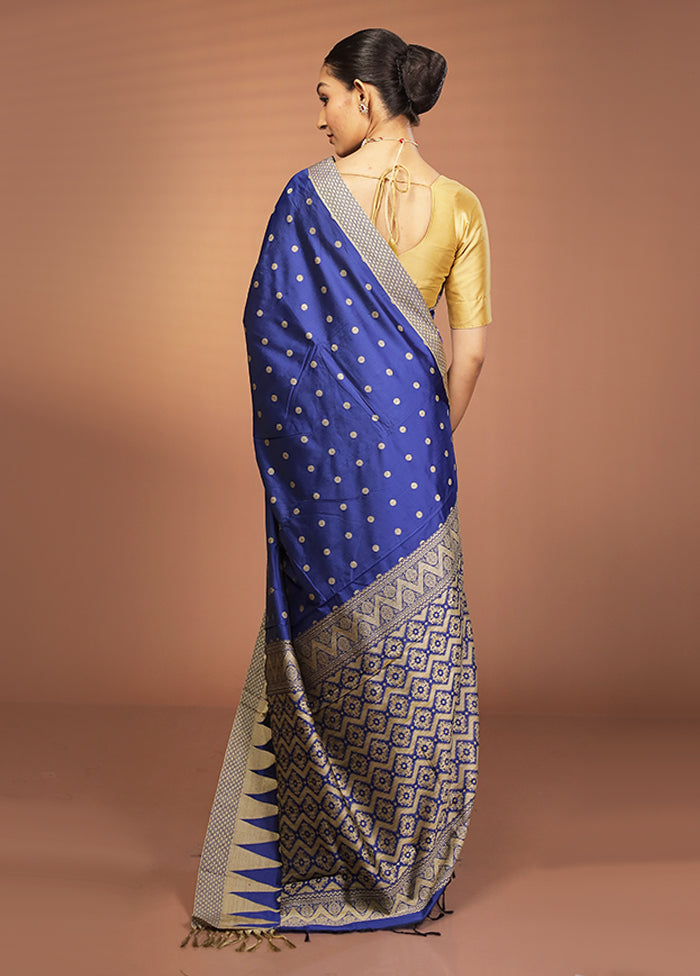 Blue Kanjivaram Silk Saree With Blouse Piece
