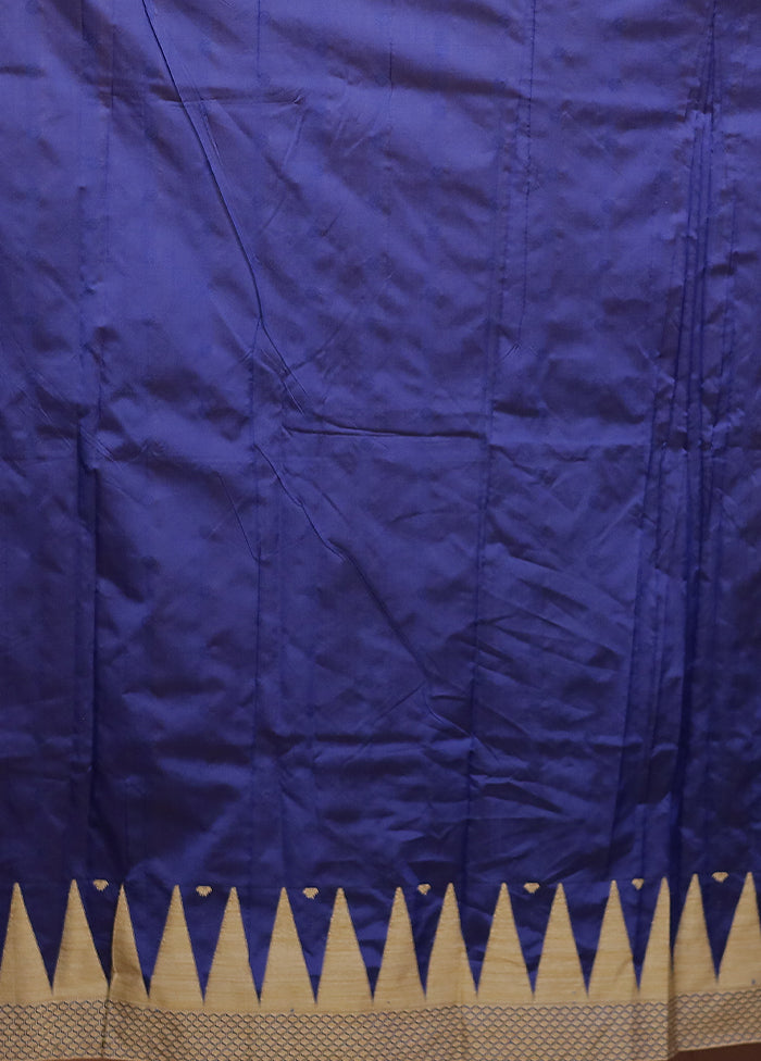 Blue Kanjivaram Silk Saree With Blouse Piece