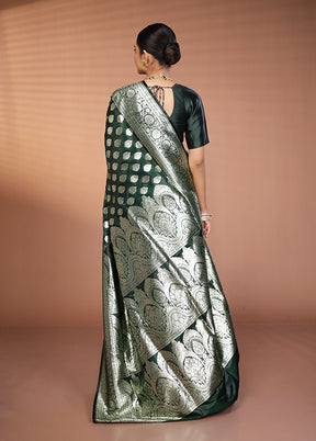 Blue Banarasi Silk Saree With Blouse Piece