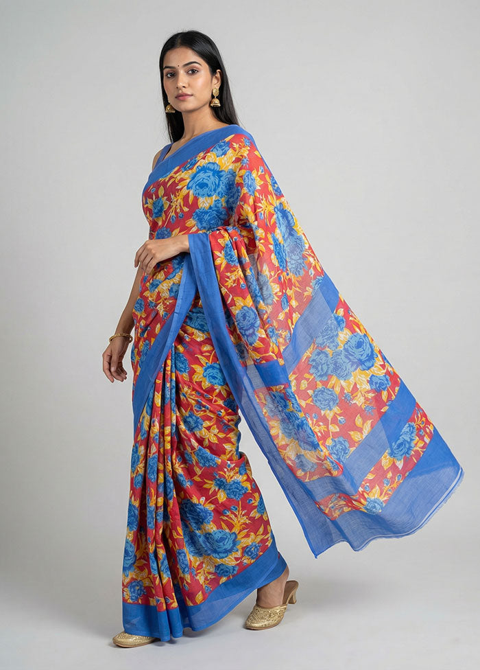 Pink Cotton Saree With Blouse Piece