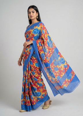 Pink Cotton Saree With Blouse Piece