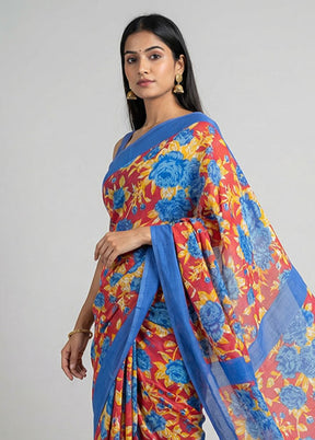 Pink Cotton Saree With Blouse Piece
