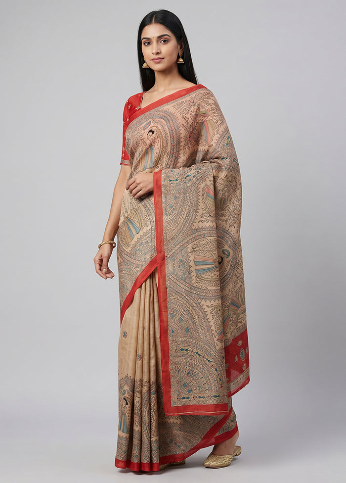 Blue Tussar Silk Saree With Blouse Piece