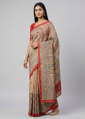 Blue Tussar Silk Saree With Blouse Piece