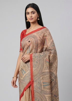 Blue Tussar Silk Saree With Blouse Piece
