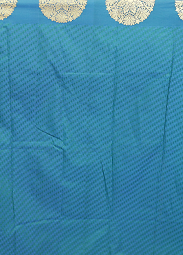 Blue Kanjivaram Silk Saree With Blouse Piece