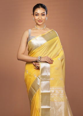 Yellow Kanjivaram Silk Saree With Blouse Piece