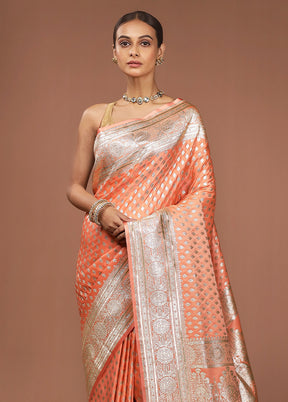 Rust Uppada Silk Saree With Blouse Piece