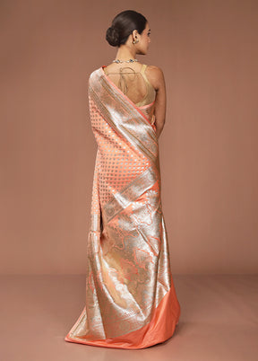 Rust Uppada Silk Saree With Blouse Piece