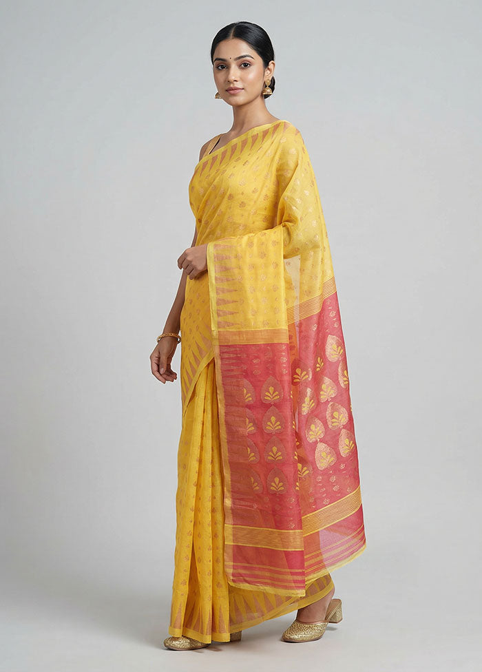 Rust Jamdani Cotton Saree Without Blouse Piece