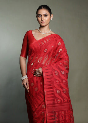 Multicolor Tant Jamdani Saree Without Blouse Piece