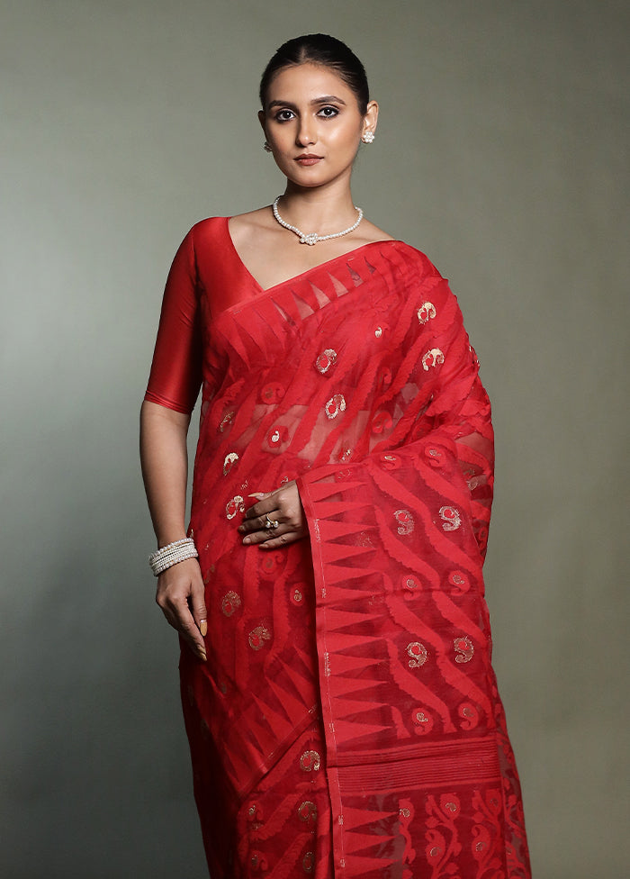 Multicolor Tant Jamdani Saree Without Blouse Piece