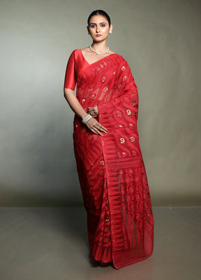Multicolor Tant Jamdani Saree Without Blouse Piece