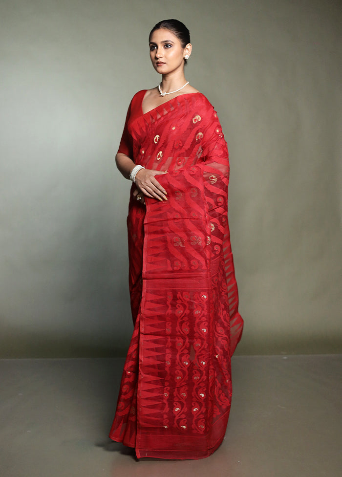 Multicolor Tant Jamdani Saree Without Blouse Piece