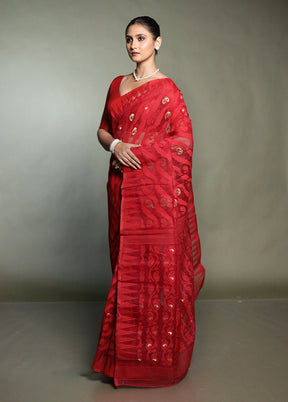 Multicolor Tant Jamdani Saree Without Blouse Piece