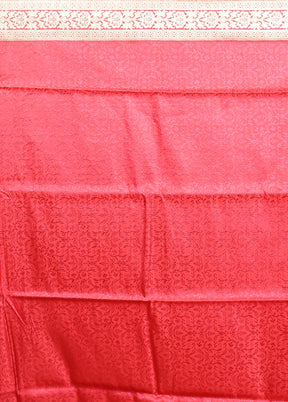 Pink Handloom Tanchoi Pure Silk Saree With Blouse Piece