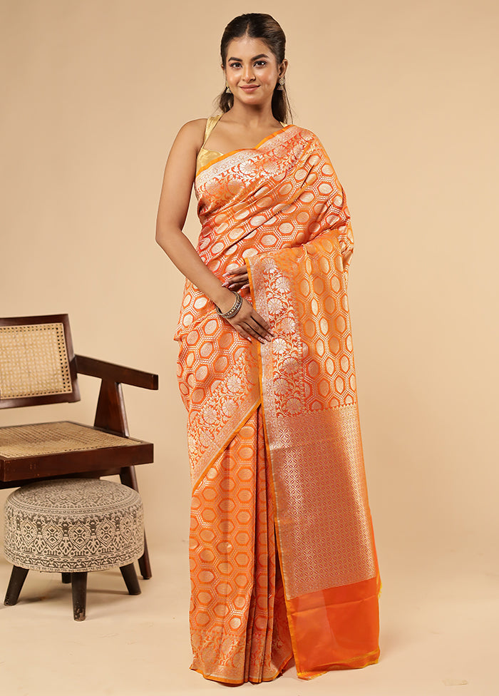 Rust Uppada Silk Saree With Blouse Piece