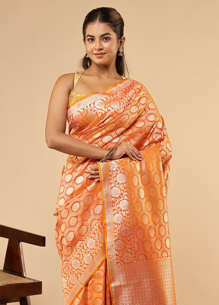 Rust Uppada Silk Saree With Blouse Piece