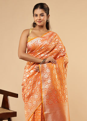 Rust Uppada Silk Saree With Blouse Piece