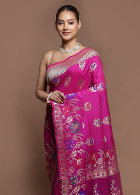 Pink Uppada Silk Saree With Blouse Piece
