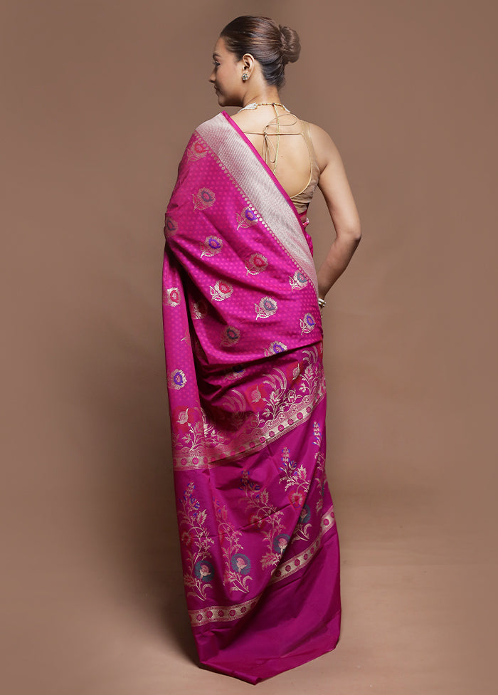 Pink Uppada Silk Saree With Blouse Piece