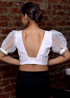 White Silk Designer Blouse - Indian Silk House Agencies