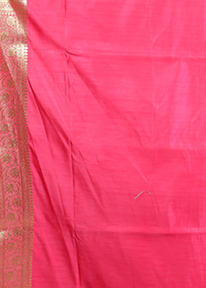 Pink Banarasi Silk Saree With Blouse Piece