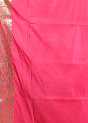 Pink Banarasi Silk Saree With Blouse Piece