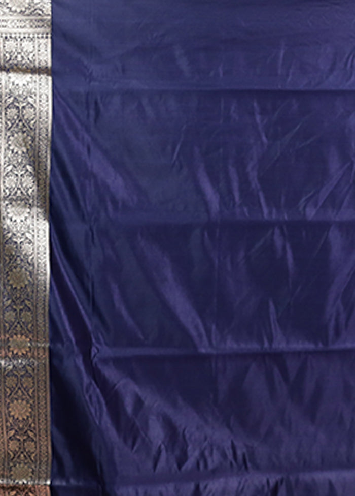 Blue Banarasi Silk Saree With Blouse Piece