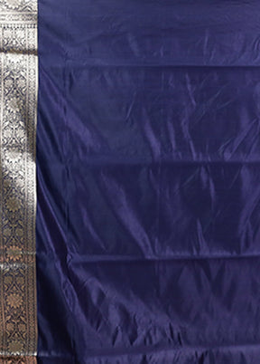Blue Banarasi Silk Saree With Blouse Piece